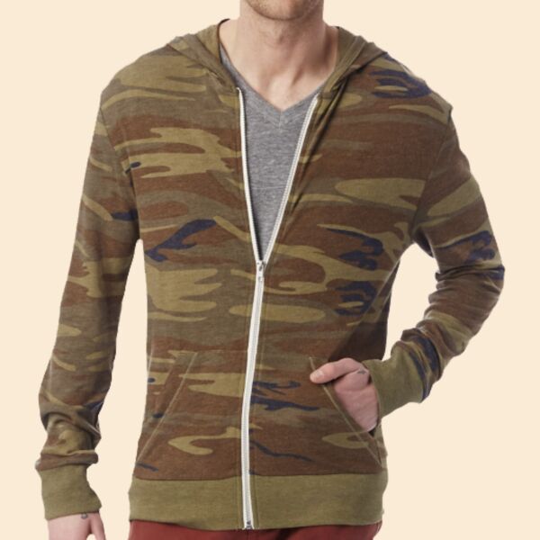 Men's Triblend Long-Sleeve Printed Full Zip Hoodie Thumbnail