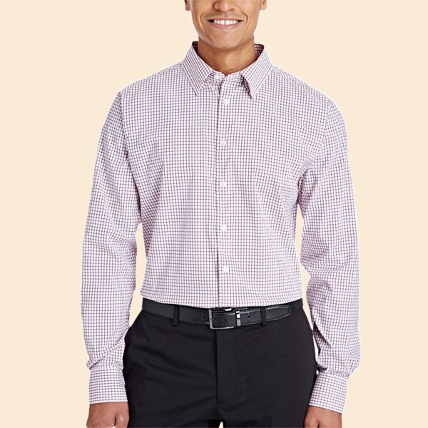 CrownLux Performance® Men's Micro Windowpane Woven Shirt Thumbnail